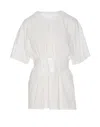 Mm6 Maison Margiela Crew-neck Cotton T-shirt Elastic Waistband In White