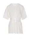 Mm6 Maison Margiela Crew-neck Cotton T-shirt Elastic Waistband In White