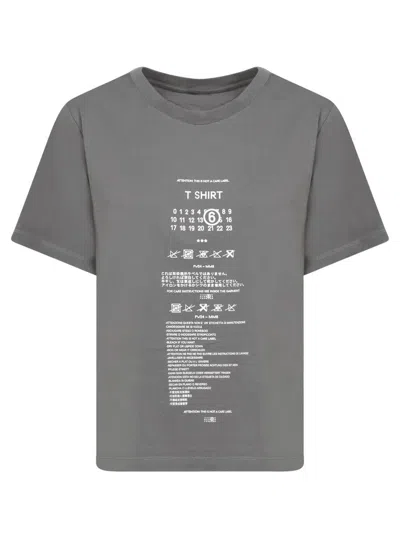 Mm6 Maison Margiela Mm6 By Maison Margiela Graphic Print Grey T-shirt With Care Instructions