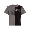 Mm6 Maison Margiela Mm6 Logo Print Round Neck Cotton T-shirt In Grey/black