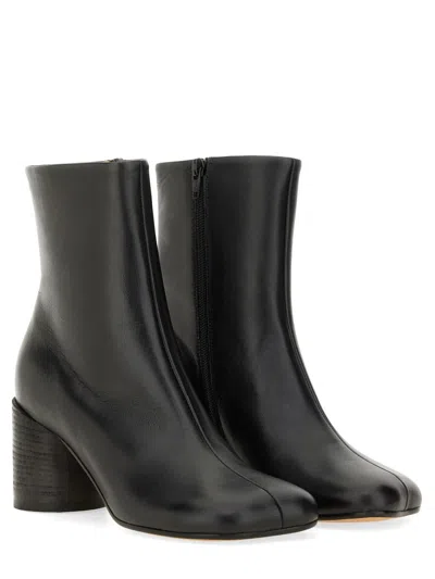 Mm6 Maison Margiela Tabi Ankle Boots In Nappa Leather In Black In Multi