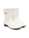 Mm6 Maison Margiela Tabi Leather Ankle Boots In White
