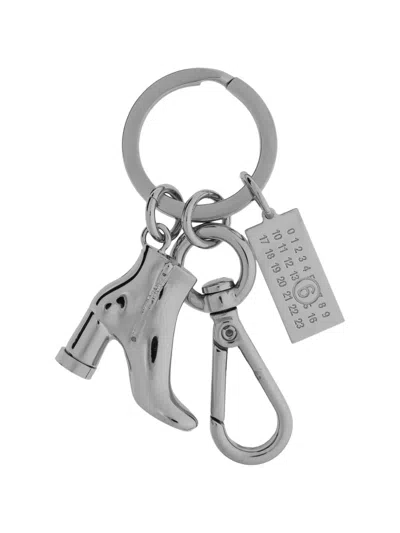 Mm6 Maison Margiela Tabi-boot Charm Keychain In Silver