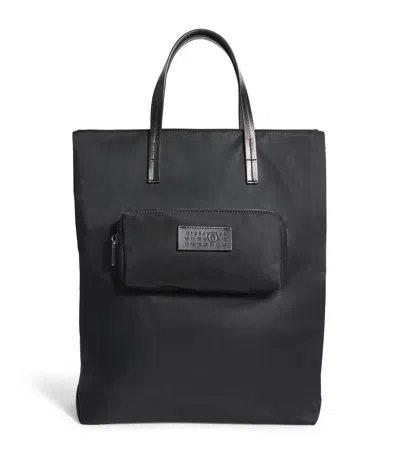 Mm6 Maison Margiela Taffeta Logo Tote Bag In Black