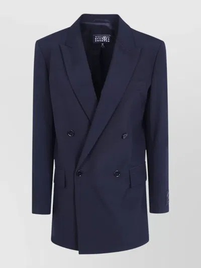 Mm6 Maison Margiela Tailored Blazer Double Breasted Jacket In Blue