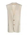 Mm6 Maison Margiela Longline Vest Sleeveless Front Pockets In Nude