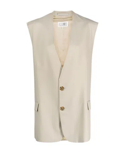 Mm6 Maison Margiela Tailored-cut Single-breasted Vest In Nude