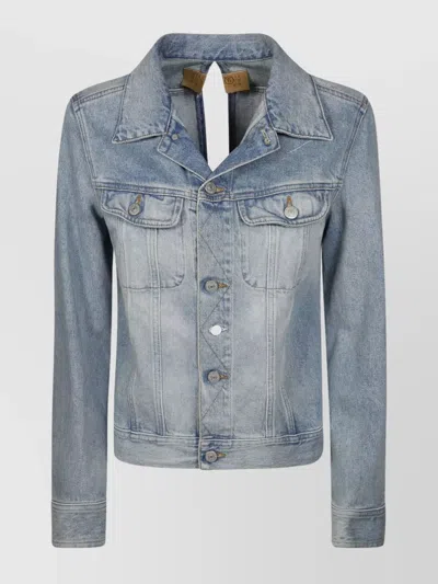 Mm6 Maison Margiela Tailored Jacket With Back Slit And Pockets In Blue
