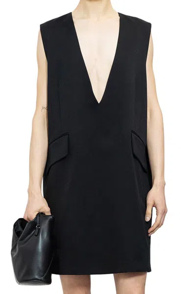Mm6 Maison Margiela Black Tailoring Wool Minidress
