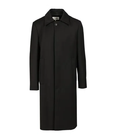 Mm6 Maison Margiela Tailored Overcoat In Black