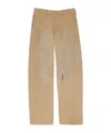 Mm6 Maison Margiela Mm6 By Maison Margiela Relaxed Fit Beige Bermudas With Artistic Distressing In Sand Beige