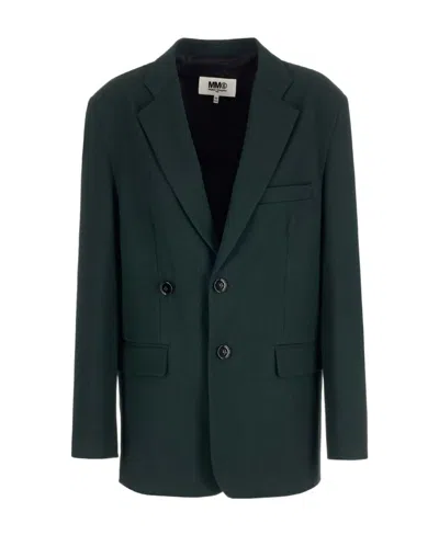 Mm6 Maison Margiela Tailored Single-breasted Blazer In Green