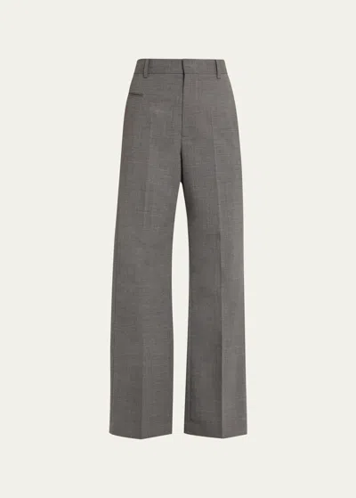 Mm6 Maison Margiela Tailored Straight-leg Pants In Grey Melange