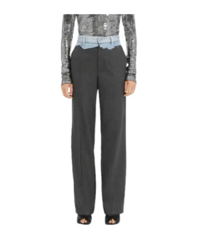 Mm6 Maison Margiela Tailored Trousers With Denim Waistband In Black