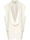 Mm6 Maison Margiela Wool Sleeveless Longline Vest With Shawl Collar In Neutrals