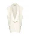 Mm6 Maison Margiela Wool Sleeveless Longline Vest With Shawl Collar In White