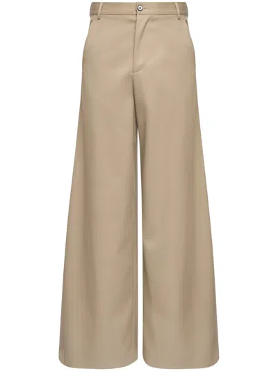 Mm6 Maison Margiela Utility-style Wide-leg Trousers With Front Pleats In Brown