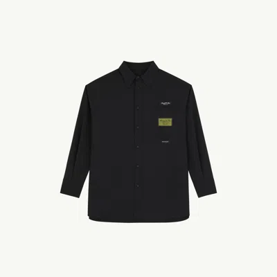Mm6 Maison Margiela Black Wool-blend Shirt With Label Details In Multi