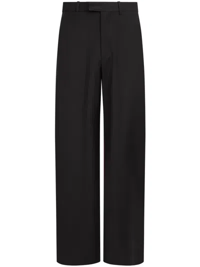 Mm6 Maison Margiela Tailored Wool-canvas Trousers In Black