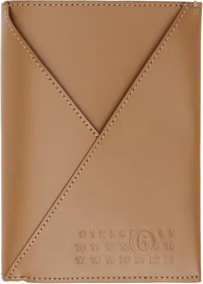 Mm6 Maison Margiela Tan Calfskin Passport Holder In Brown