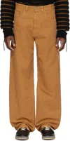 Mm6 Maison Margiela Beige Cotton Canvas Trousers In 132 Tobacco
