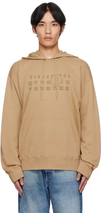 Mm6 Maison Margiela Mm6 By Maison Margiela Relaxed-fit Cotton Hoodie With Unique Graphic Print In Brown