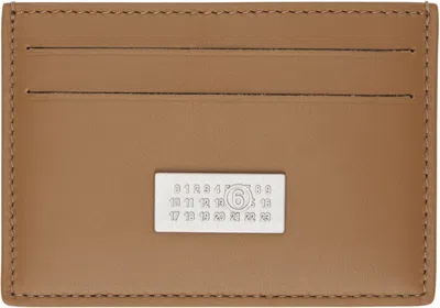 Mm6 Maison Margiela Tan Leather Card Holder In Brown