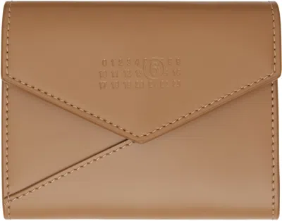 Mm6 Maison Margiela Tan Leather Flap Wallet In Brown