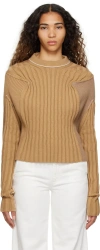 Mm6 Maison Margiela Tan Paneled Sweater In 124 Camel