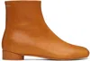 Mm6 Maison Margiela Tan Pinched Seam Ankle Boots In T2222 Adobe Brown