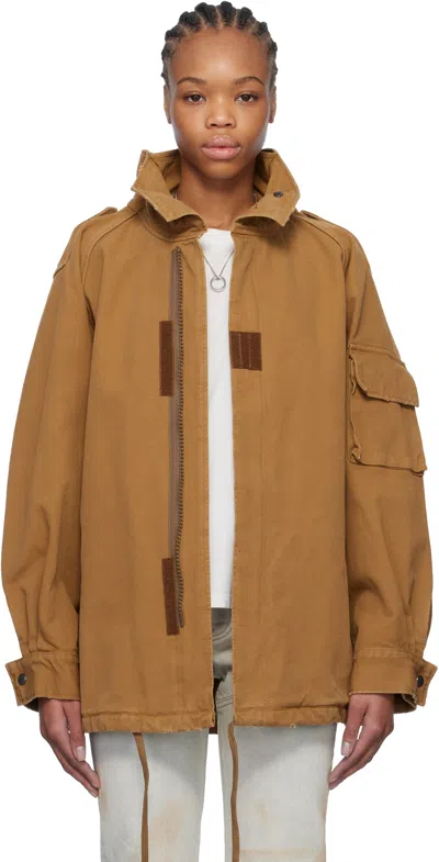Mm6 Maison Margiela Tan Spliced Canvas Jacket In 132 Tobacco