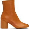 Mm6 Maison Margiela Tan Stitch-out Leather Ankle Boots In T2222 Adobe Brown