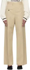 Mm6 Maison Margiela Tan Tailoring Twisted Trousers In 113 Dune