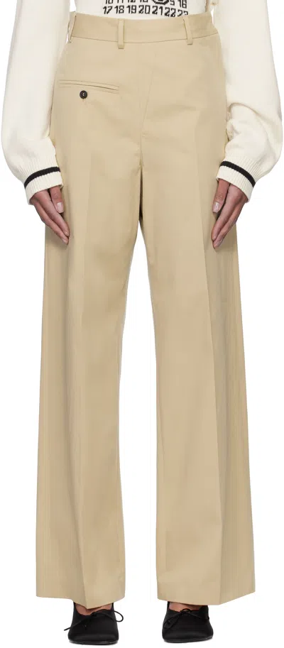 Mm6 Maison Margiela Tan Tailoring Twisted Trousers In 113 Dune