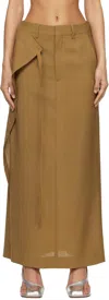 Mm6 Maison Margiela Tan Tailoring Wool Canvas Tie Maxi Skirt In 132 Tobacco