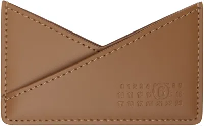 Mm6 Maison Margiela Tan Triangle 6 Card Holder In T2155 Chipmunk