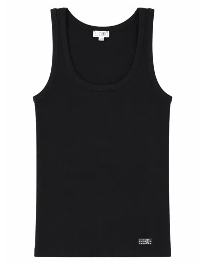 Mm6 Maison Margiela Tank Top Elasticizzato In Black