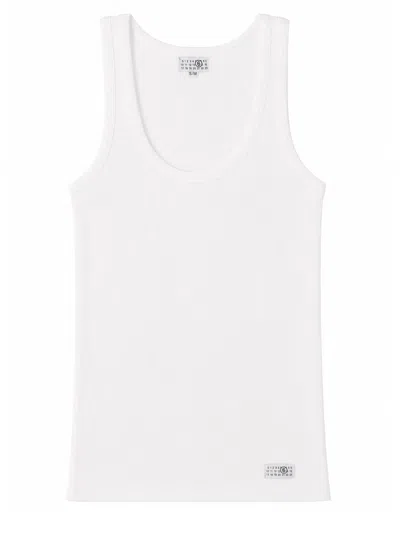 Mm6 Maison Margiela Tank Top Elasticizzato In White