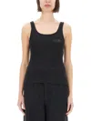 Shop Mm6 Maison Margiela Tank Top With Logo In Black