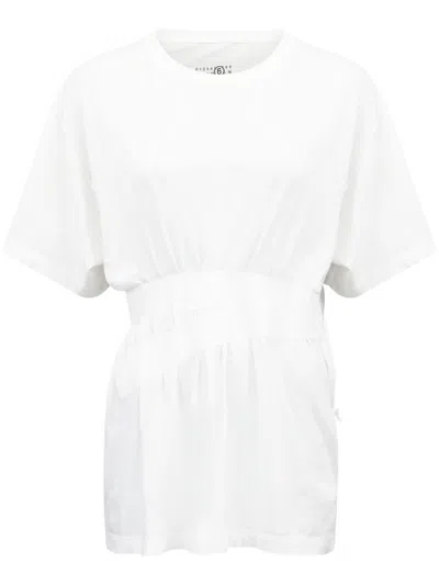 Mm6 Maison Margiela Tape-embellished T-shirt In 白色