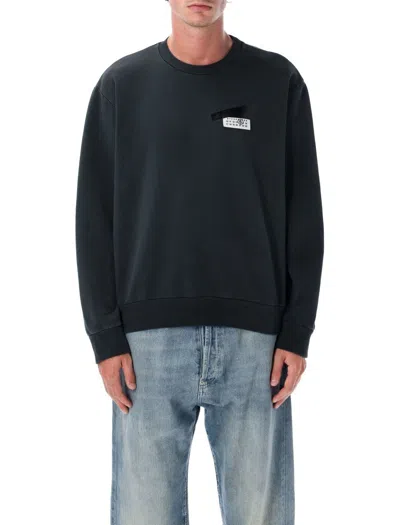 Mm6 Maison Margiela Mm6 By Maison Margiela Wool Taped Label Crewneck Sweater In Black