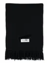 Mm6 Maison Margiela Mm6 By Maison Margiela Black Ribbed Texture Scarf With Fringed Edges In Black