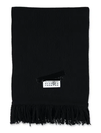 MM6 MAISON MARGIELA MM6 MAISON MARGIELA TAPED LABEL WOOL BLEND SCARF