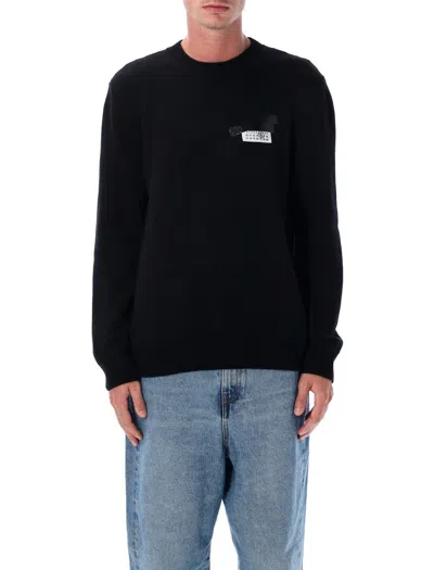 Mm6 Maison Margiela Mm6 By Maison Margiela Wool Taped Label Crewneck Sweater In Black
