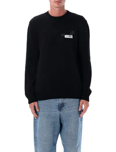 Mm6 Maison Margiela Mm6 By Maison Margiela Wool Taped Label Crewneck Sweater In Black