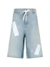 Mm6 Maison Margiela 'taped' Denim Shorts In Azzurro