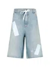 Mm6 Maison Margiela 'taped' Denim Shorts In Light Blue