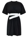 Mm6 Maison Margiela Belted Crew Neck Dress With Elastic Waistband
