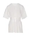Mm6 Maison Margiela Crew-neck Cotton T-shirt Elastic Waistband In White