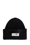 Mm6 Maison Margiela Taped Label Wool Beanie In Black